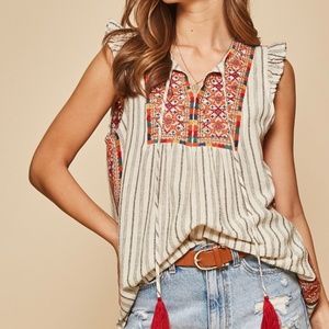 Savanna Jane Boho Embroidered Bib Top